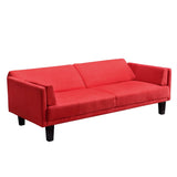 Contemporary Mid-Century Style Sofa Bed in Red Microfiber Upholstery - Dubh_Arts
 - 2