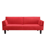 Contemporary Mid-Century Style Sofa Bed in Red Microfiber Upholstery - Dubh_Arts
 - 4