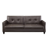 Upholstered Rich Brown Tufted Faux Leather Sofa Bed Futon - Dubh_Arts
 - 1