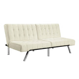 Split-back Modern Futon Style Sleeper Sofa Bed in Vanilla Faux Leather - Dubh_Arts
 - 1