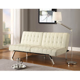 Split-back Modern Futon Style Sleeper Sofa Bed in Vanilla Faux Leather - Dubh_Arts
 - 2