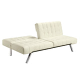 Split-back Modern Futon Style Sleeper Sofa Bed in Vanilla Faux Leather - Dubh_Arts
 - 4