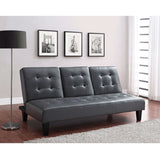 Dark Grey Faux Leather Multi-Positional Futon Sofa Bed Sleeper Lounger - Dubh_Arts
 - 2