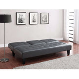 Dark Grey Faux Leather Multi-Positional Futon Sofa Bed Sleeper Lounger - Dubh_Arts
 - 3