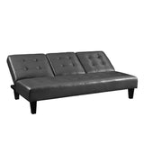 Dark Grey Faux Leather Multi-Positional Futon Sofa Bed Sleeper Lounger - Dubh_Arts
 - 4