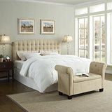 King size Button Tufted Padded Headboard Upholstered in Beige Microfiber - Dubh_Arts
 - 2