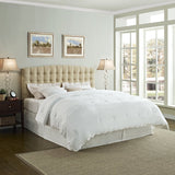 King size Button Tufted Padded Headboard Upholstered in Beige Microfiber - Dubh_Arts
 - 4