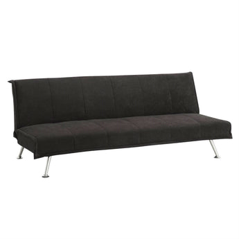 Black Microfiber Upholstered Futon Style Sofa Bed Lounger Couch - Dubh_Arts
 - 1