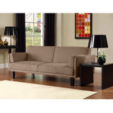 Modern Tan Microfiber Upholstered Futon Style Sleeper Sofa Bed - Dubh_Arts
 - 2