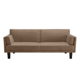 Modern Tan Microfiber Upholstered Futon Style Sleeper Sofa Bed - Dubh_Arts
 - 3