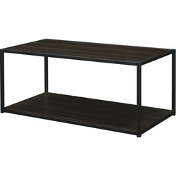 Modern Industrial Style Espresso Wood Coffee Table with Sturdy Metal Frame - Dubh_Arts
 - 1