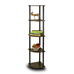 5-Tier Corner Display Shelf Bookcase in Espresso & Black - Dubh_Arts
 - 1