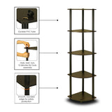 5-Tier Corner Display Shelf Bookcase in Espresso & Black - Dubh_Arts
 - 3