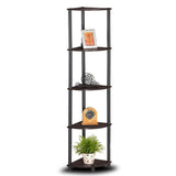 5-Tier Corner Display Shelf Bookcase in Espresso & Black - Dubh_Arts
 - 4