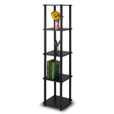 5-Tier Square Corner Display Shelf Bookcase in Espresso/Black - Dubh_Arts
 - 1