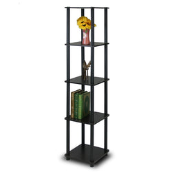 5-Tier Square Corner Display Shelf Bookcase in Espresso/Black - Dubh_Arts
 - 1