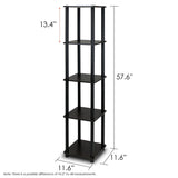 5-Tier Square Corner Display Shelf Bookcase in Espresso/Black - Dubh_Arts
 - 2