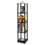 5-Tier Square Corner Display Shelf Bookcase in Espresso/Black - Dubh_Arts
 - 3