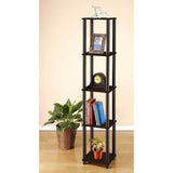 5-Tier Square Corner Display Shelf Bookcase in Espresso/Black - Dubh_Arts
 - 4