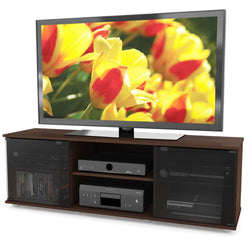 Contemporary Brown TV Stand with Glass Doors - Fits TV's up to 64-inch - Dubh_Arts
 - 1