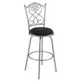 Brushed Silver Metal 30-inch Barstool with Black Microfiber Swivel Seat - Dubh_Arts
 - 1