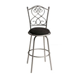 Brushed Silver Metal 30-inch Barstool with Black Microfiber Swivel Seat - Dubh_Arts
 - 2