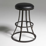 Backless 30-inch Bar Stool with Black Faux Leather Swivel Seat - Dubh_Arts
 - 1