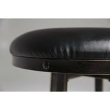 Backless 30-inch Bar Stool with Black Faux Leather Swivel Seat - Dubh_Arts
 - 4