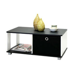 Simple Black and White Coffee Table with Bin Drawer - Dubh_Arts
 - 1