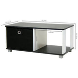 Simple Black and White Coffee Table with Bin Drawer - Dubh_Arts
 - 2