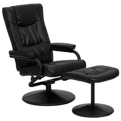 Black Faux Leather Recliner Chair with Swivel Seat and Ottoman - Dubh_Arts
 - 1