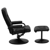 Black Faux Leather Recliner Chair with Swivel Seat and Ottoman - Dubh_Arts
 - 2