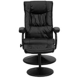 Black Faux Leather Recliner Chair with Swivel Seat and Ottoman - Dubh_Arts
 - 3