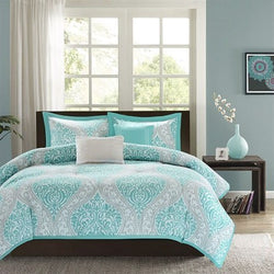 King size 5-Piece Damask White Black Comforter Set - Dubh_Arts
 - 1
