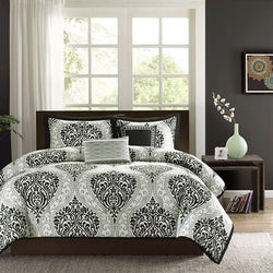 Full size Orange Damask Comforter Set with 2 Shams and 2 Decorative Pillows - Dubh_Arts
 - 1