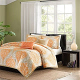 California King size 5-Piece Comforter Set in Orange Damask Print - Dubh_Arts
 - 2