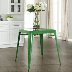 Contemporary French Cafe Style Sturdy Metal Dining Table in Green - Dubh_Arts
 - 1