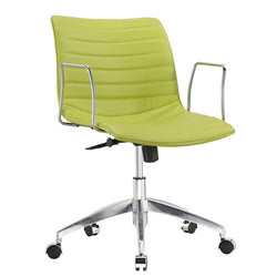 Green Faux Leather Modern Mid-Back Office Chair with Curved 26.7 inch Wide Seat - Dubh_Arts
 - 1