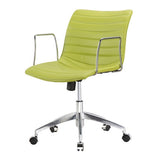 Green Faux Leather Modern Mid-Back Office Chair with Curved 26.7 inch Wide Seat - Dubh_Arts
 - 2