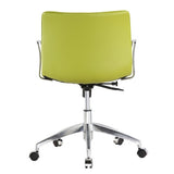 Green Faux Leather Modern Mid-Back Office Chair with Curved 26.7 inch Wide Seat - Dubh_Arts
 - 3