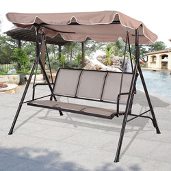 Outdoor Patio Furniture Porch Canopy Swing in Beige - Dubh_Arts
 - 1