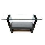 Rectangular Glass Top Coffee Table with Black Wood Base - Dubh_Arts
 - 2
