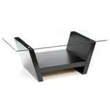 Rectangular Glass Top Coffee Table with Black Wood Base - Dubh_Arts
 - 4