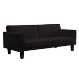 Modern Black Microfiber Upholstered Sofa Bed with Classic Wood Feet - Dubh_Arts
 - 1