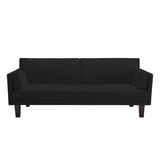 Modern Black Microfiber Upholstered Sofa Bed with Classic Wood Feet - Dubh_Arts
 - 2