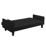 Modern Black Microfiber Upholstered Sofa Bed with Classic Wood Feet - Dubh_Arts
 - 3
