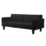 Modern Black Microfiber Upholstered Sofa Bed with Classic Wood Feet - Dubh_Arts
 - 4