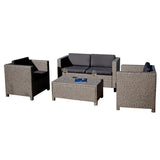 4-Piece Outdoor Wicker Resin Patio Furniture Seating Set with Cushions - Dubh_Arts
 - 2