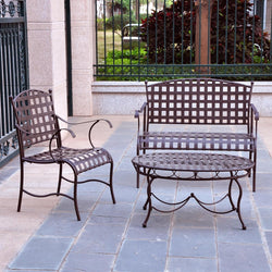 3-Piece Wrought Iron Patio Furniture Lounge Seating Group Set - Dubh_Arts
 - 1