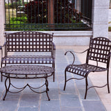 3-Piece Wrought Iron Patio Furniture Lounge Seating Group Set - Dubh_Arts
 - 2
